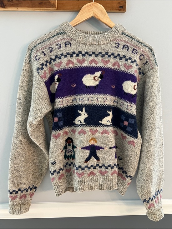 Woolrich Sweaters - Vintage Woolrich Sheep Bunny Folk Art Wool Sweater Cottagecore Grandma